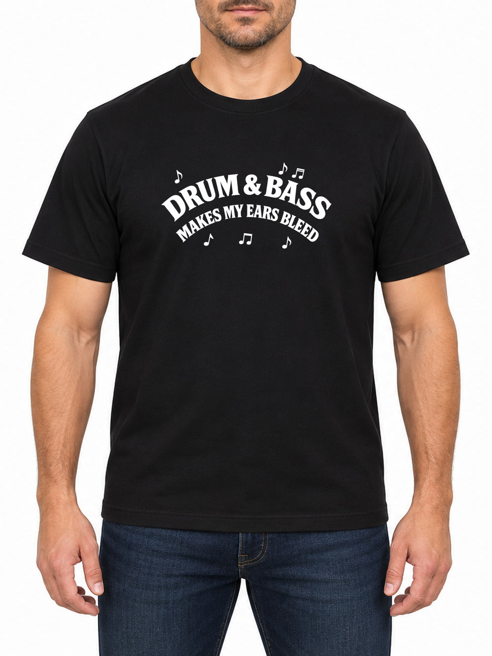 Drum and Bass — Deep Black T-shirt, front print
