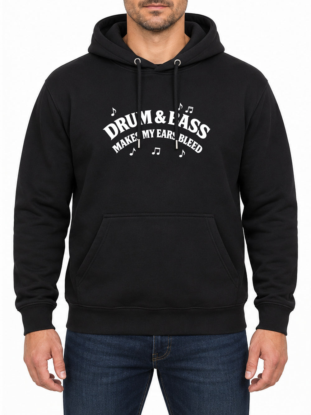 Drum and Bass — Deep Black hoodie, front print