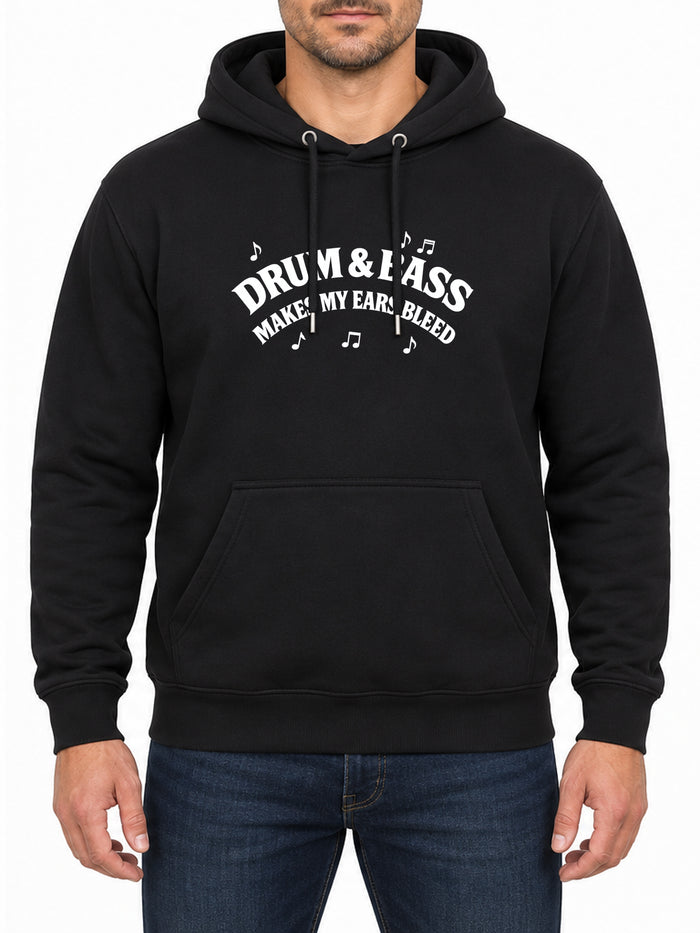 Drum and Bass — Deep Black hoodie, front print