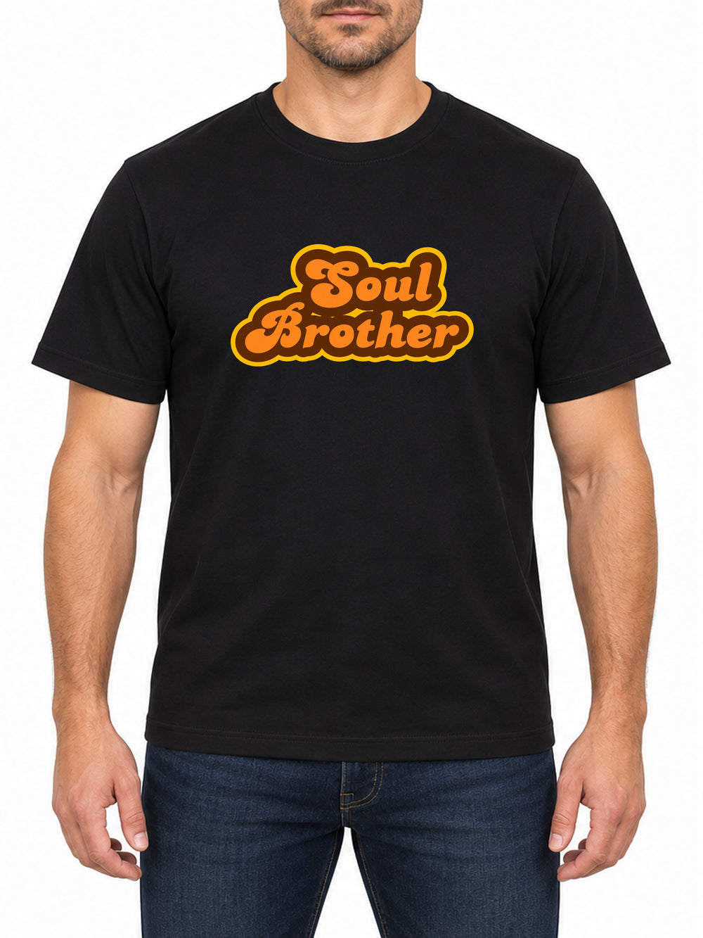 Soul Brother — Deep Black T-shirt, front print