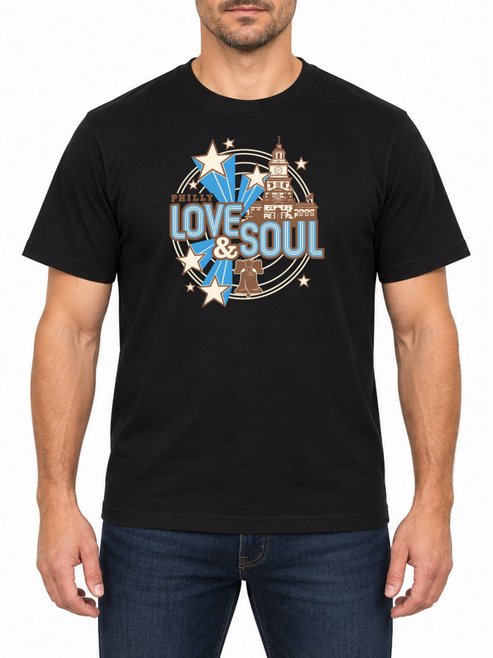 Philly Love and Soul — Deep Black T-shirt, front print