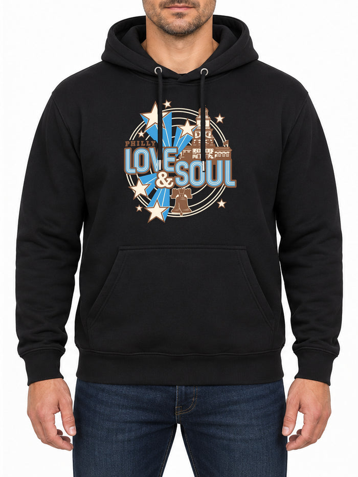 Philly Love and Soul — Deep Black hoodie, front print