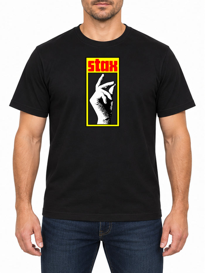 STAX — Deep Black T-shirt, front print