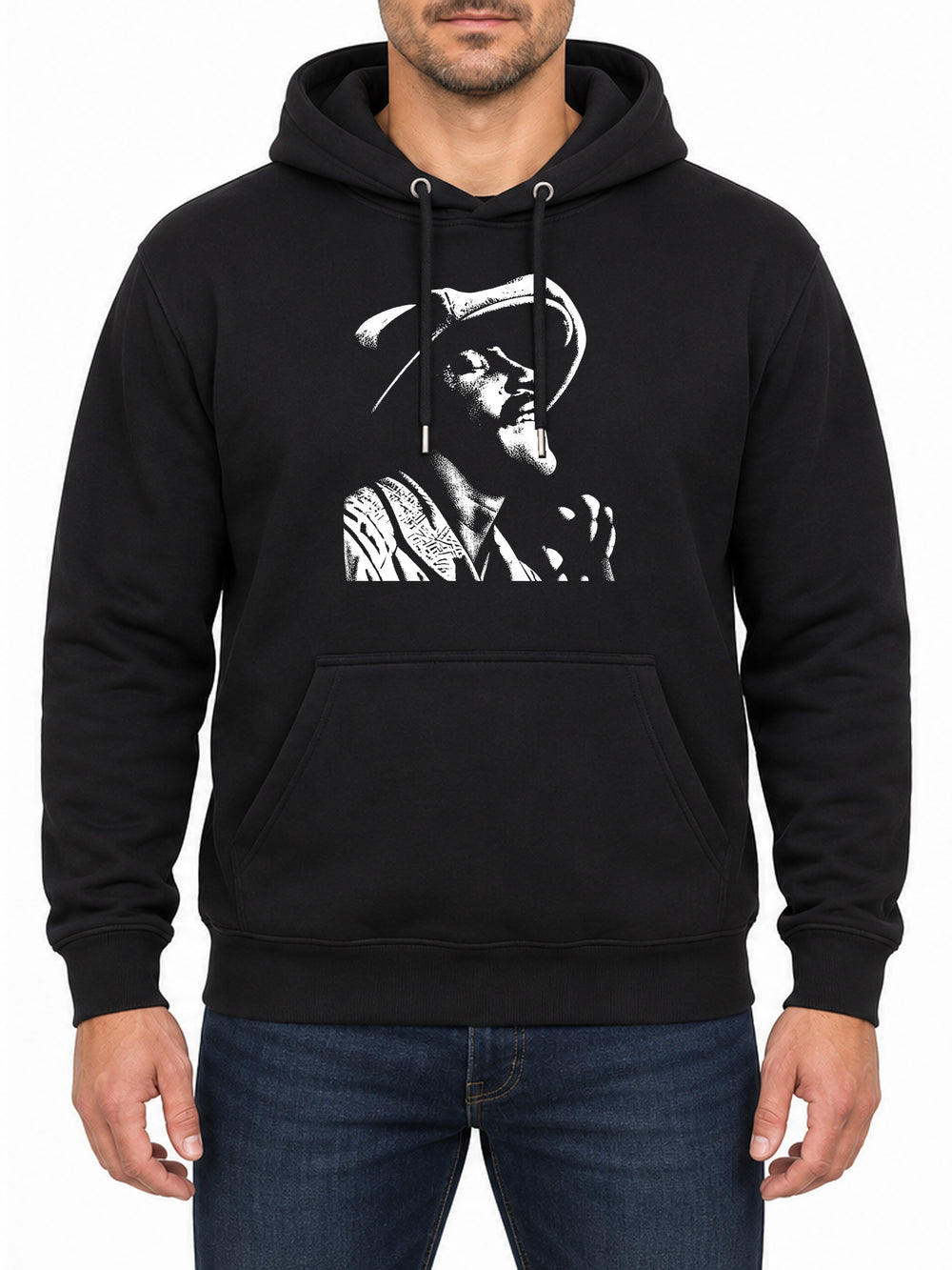 Donny Hathaway — Deep Black hoodie, front print