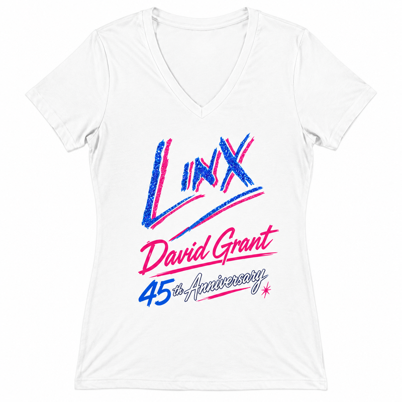 David Grant 45th Anniversary | Women's Glitter V-Neck T-Shirt