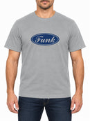 Funk Badge — Heather Grey T-shirt, front print