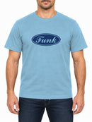 Funk Badge — Sky Blue T-shirt, front print