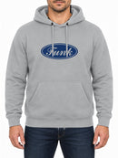 Funk Badge — Heather Grey hoodie, front print