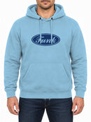 Funk Badge — Sky Blue hoodie, front print