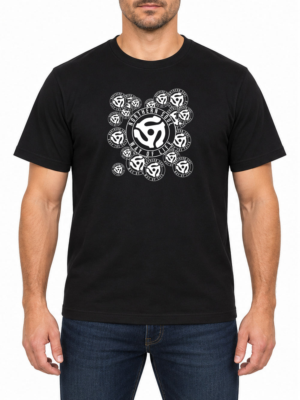 Northern Soul Way of Life — Deep Black T-shirt, front print
