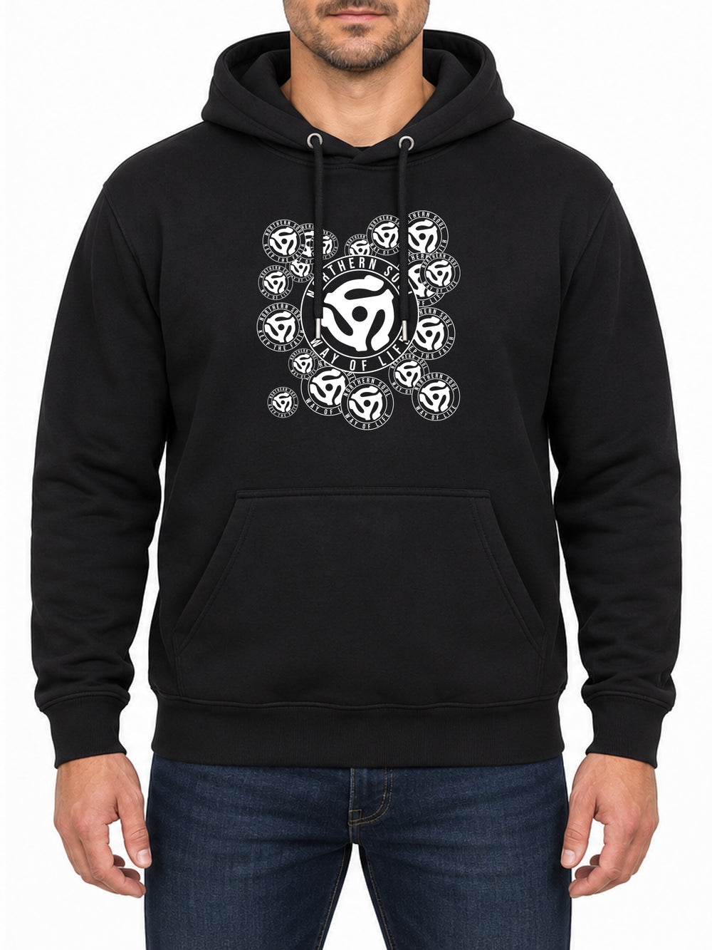 Northern Soul Way of Life — Deep Black hoodie, front print