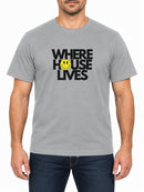 Where House Lives — Heather Grey T-shirt, front print
