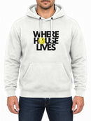 Where House Lives — Arctic White hoodie, front print