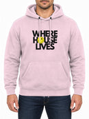 Where House Lives — Baby Pink hoodie, front print