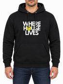 Where House Lives — Deep Black hoodie, front print