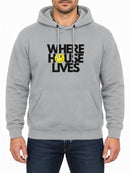 Where House Lives — Heather Grey hoodie, front print