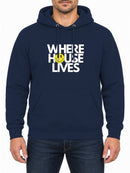 Where House Lives — New French Navy hoodie, front print