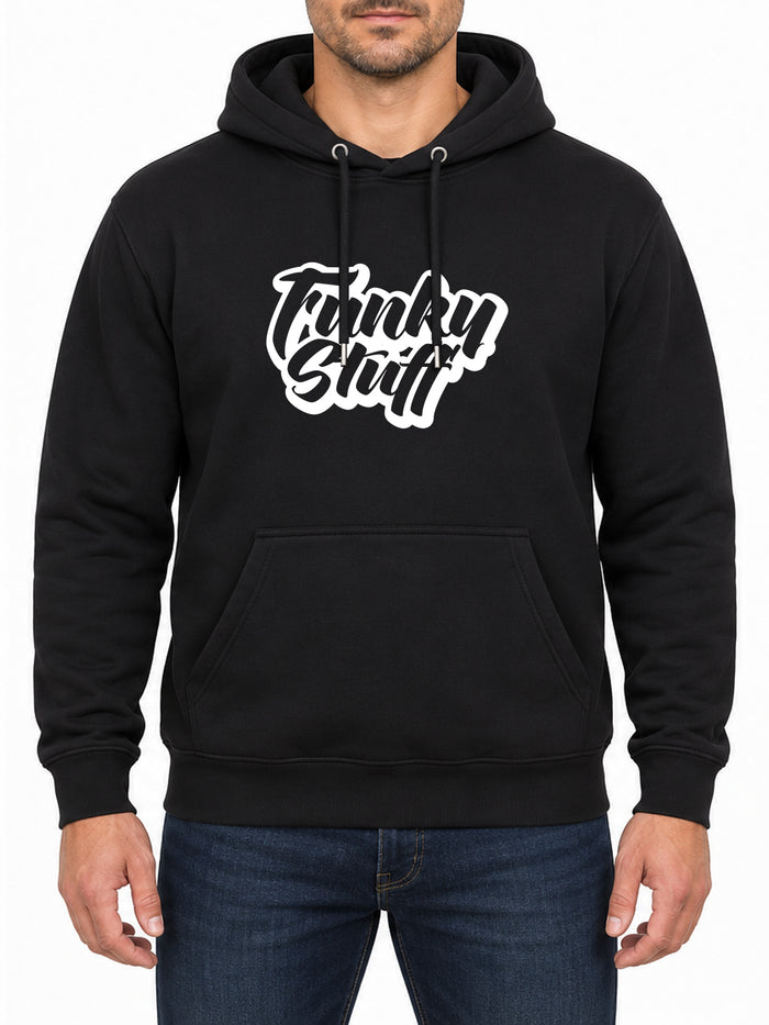 Funky Stuff — Deep Black hoodie, front print