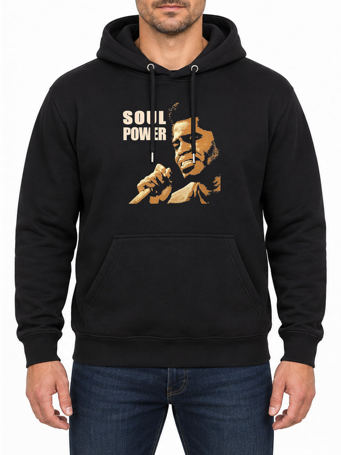 Soul Power James Brown — Deep Black hoodie, front print