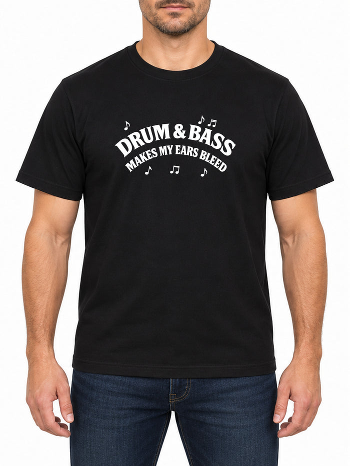 Drum and Bass — Deep Black T-shirt, front print
