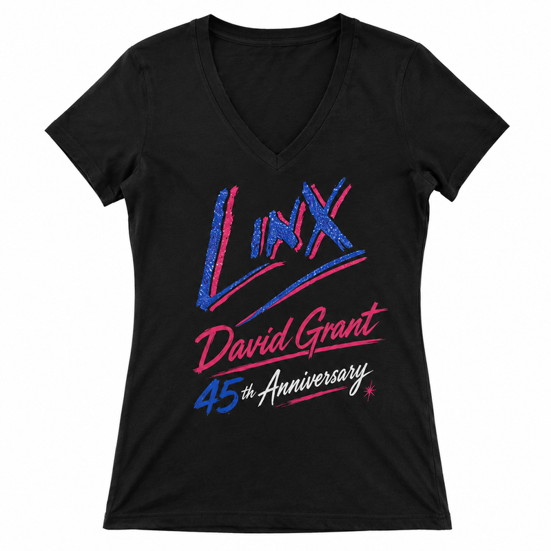David Grant 45th Anniversary | Women's Glitter V-Neck T-Shirt