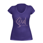 Soul Weekender Diamante Women's Purple V-Neck T-Shirt